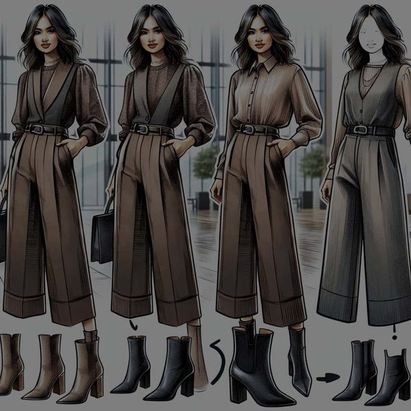 How to Pair Cropped Wide-Leg Pants with Boots for a Transitional Season Office Outfit?